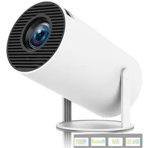 HY300 Projector With Built-in Apps, Wifi Bluetooth 4K 1080P, Auto Keystone, Short Throw and 180 Adjustable, Mini Portable Outdoor Movie (White) Audio Automatic Connection Noise Wireless