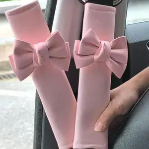 2026 New Cute Bowknot Design Car Seat Belt Cover Soft Comfort Shoulder Pad Girly Car Interior Decoration Accessories for Daily Commute Road Trip TikTokShop