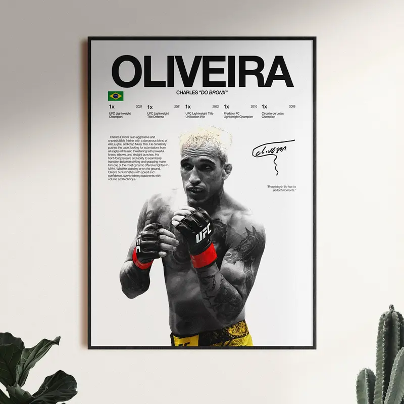 Charles Oliveira Poster, Ufc Wall Art, Mma, Ufc Fighter Printable, Oliveira Champion Print, Lightweight Ufc Decor Gift