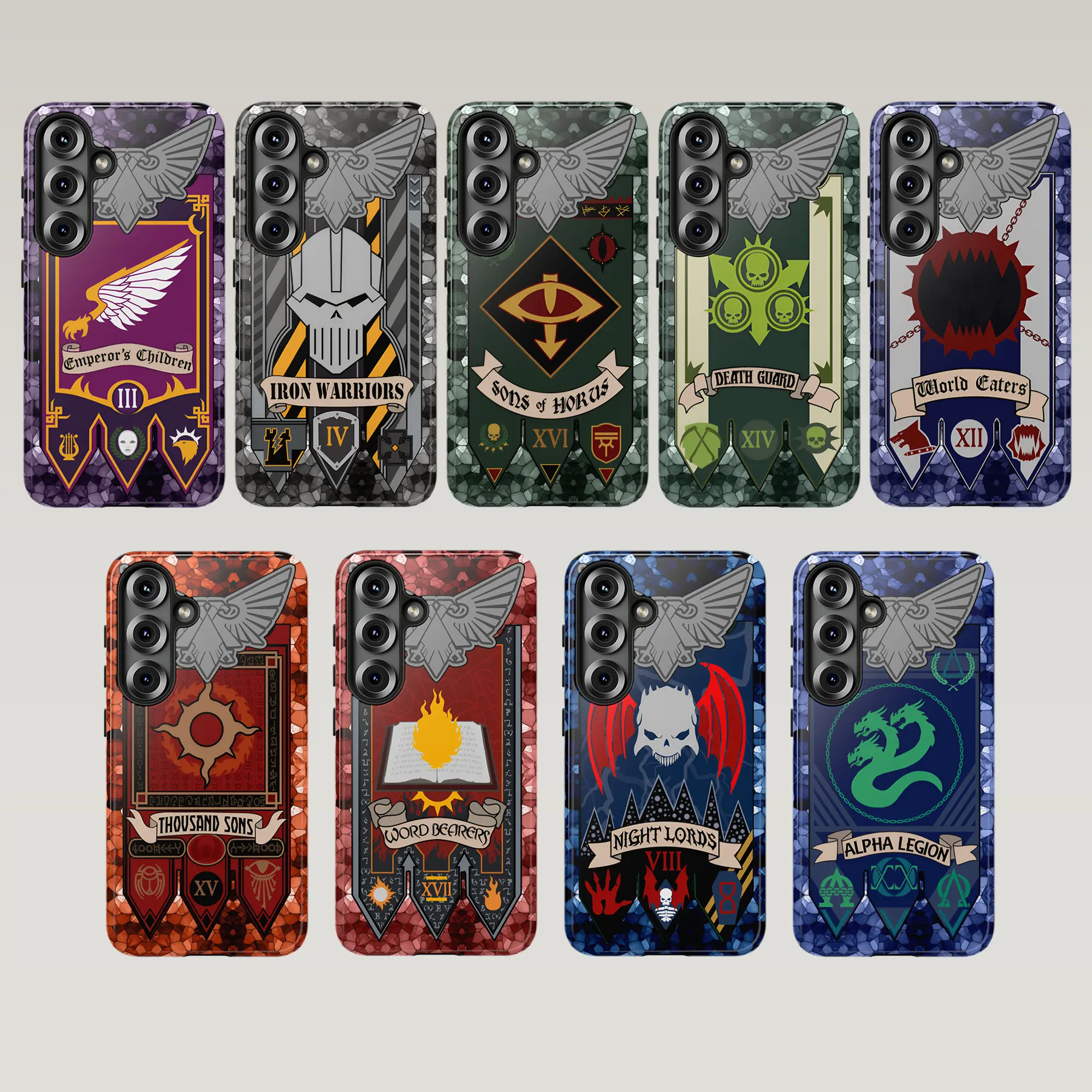 Warhammer Space Marine traitor chaos legions Galaxy Case, Chapter Armor Design for Galaxy S24 S23 S22 S21 Ultra Plus, Shockproof TPU Gamer Phone Cover