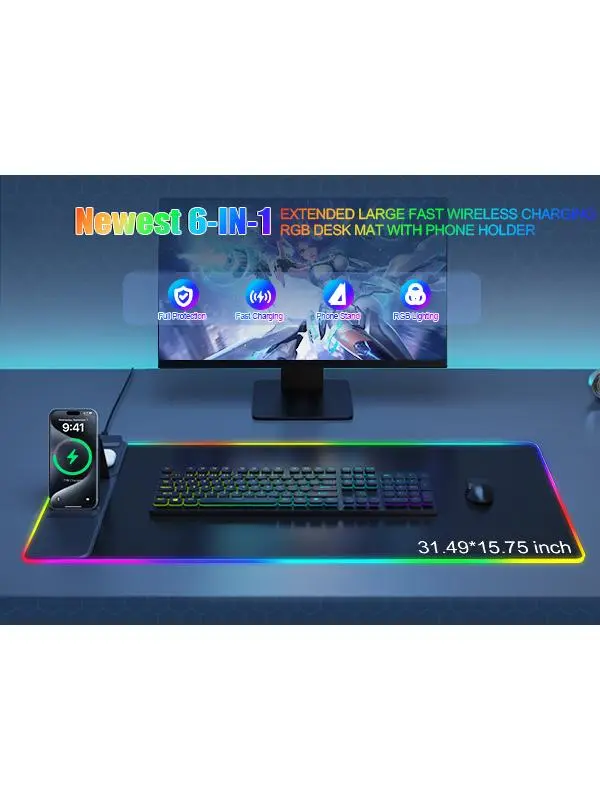RGB LED Lighting XXL Large Gaming Mouse Pad - Waterproof, High Brightness Thick Desk Mat for Gamers, Suitable for Gaming & Office Use, Versatile Stylish Design for PC & Laptop