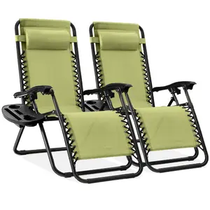 Best Choice Products Set of 2 Zero Gravity Lounge Chair Recliners for Patio, Pool w/ Cup Holder Tray