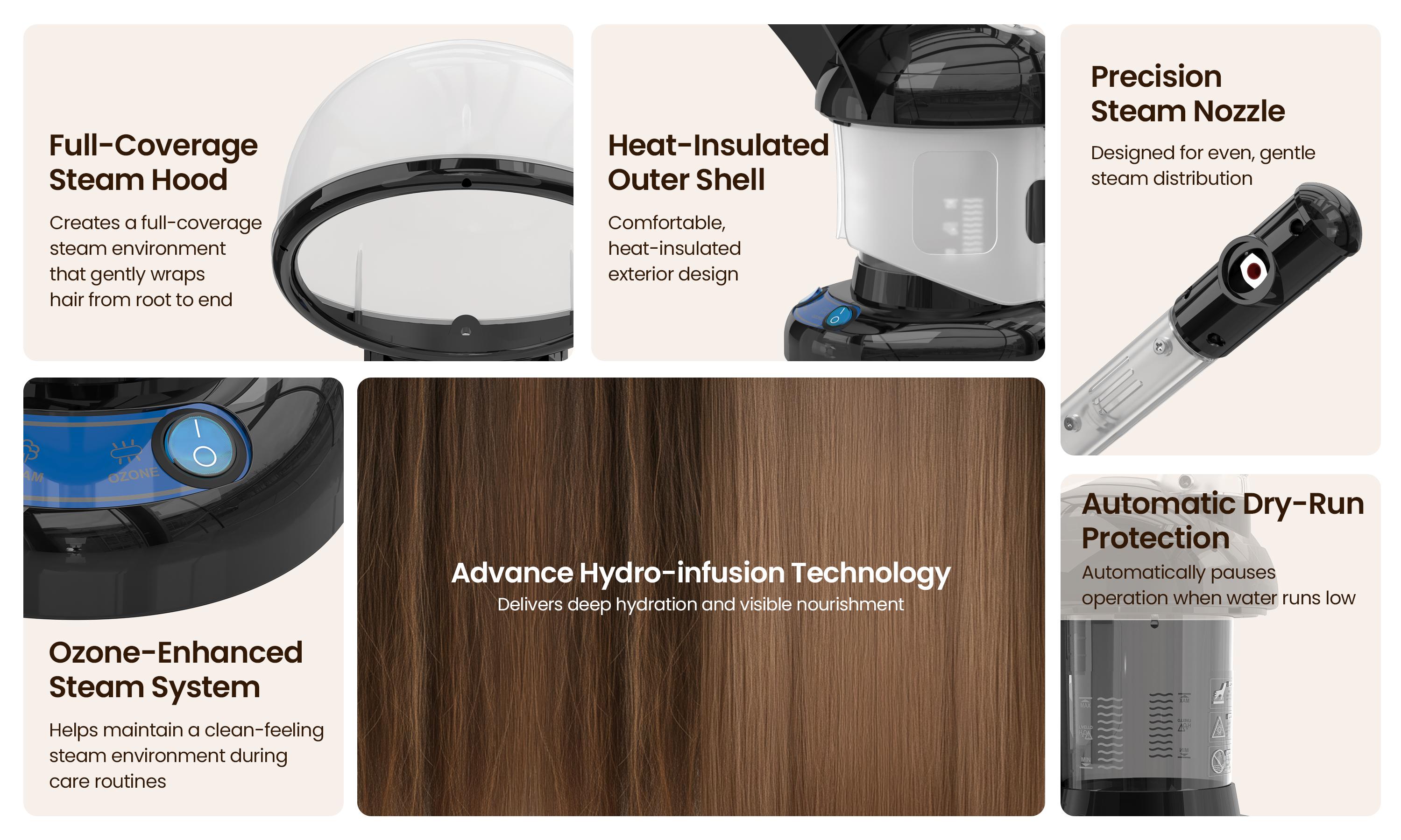 Kingsteam Hair Steamer 2 in 1 Ozone Facial Steamer for Personal Care at Home or Salon with PTC Ceramic Heating Element Nano Steam for Deep Pore Cleansing and Blackhead Removal Beauty Machine