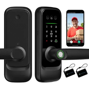 Face & Palm Vein Recognition Smart Lock with,Keypad Door Lock with Handle, Fingerprint Keyless Entry Door Knob for Front Door,Built-in WiFi,Video Doorbell, 2-Way Audio,Motion Sensor