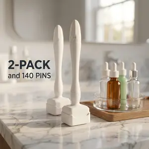 140-Pin Titanium Derma Stamp for Beard Care & Scalp Grooming – 2 Pack (0.25mm) – High-Efficiency Manual Beauty Tool