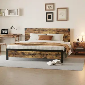 【GARVEE】Queen Size Bed Frame, Queen Bed Frame with Wooden Headboard – Platform Bed Frame with Under-Bed Storage and Metal Legs. Noise-Free, No Box Spring Required, and Easy Assembly