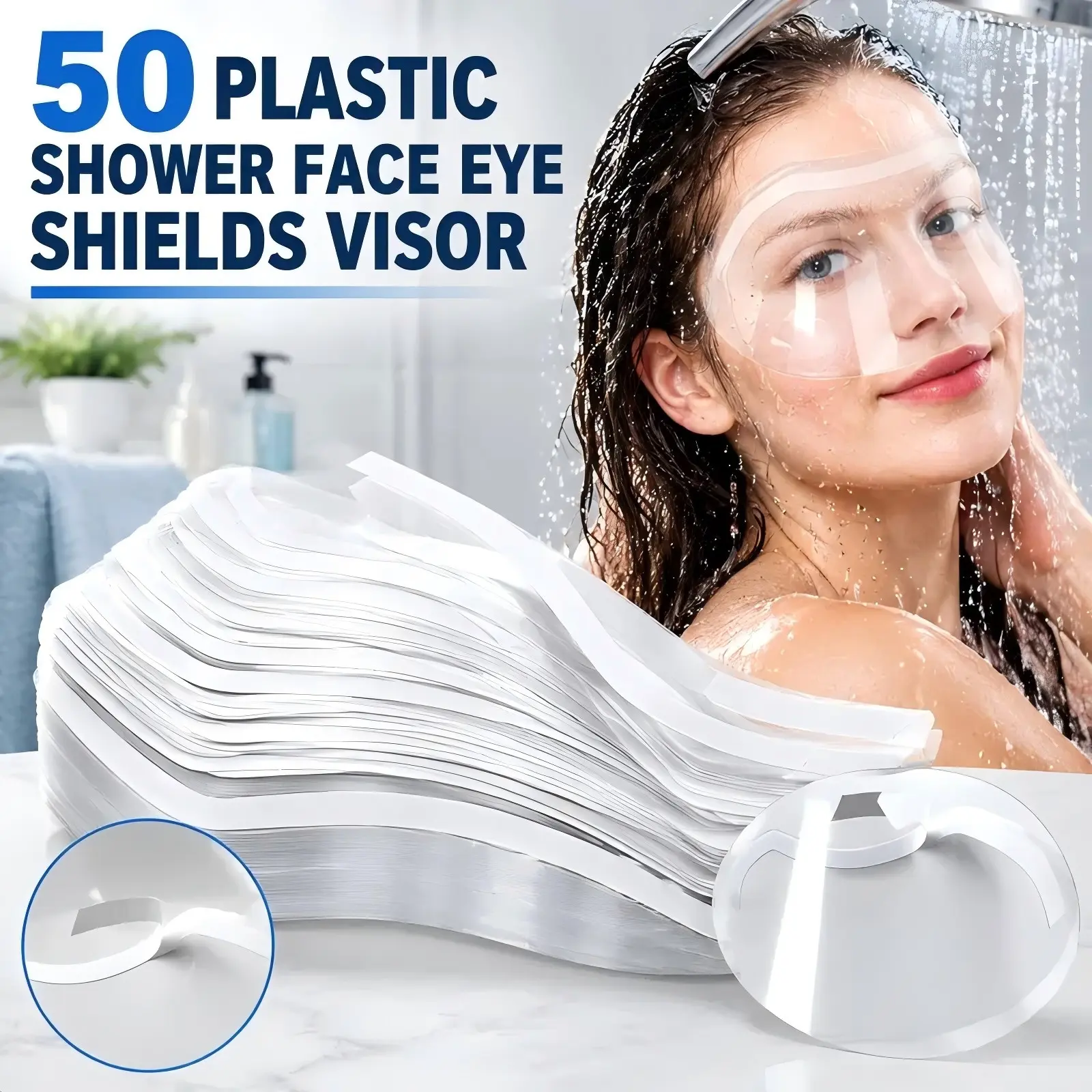 Shower Face Shield Eyebrow Eyelash Shield Visors Waterproof Eyebrow Eyelash Protector Cover for Shower, Face Shields for Hairspray, Eye Eyelid Surgery Aftercare, Strong Adhesive,Plastic