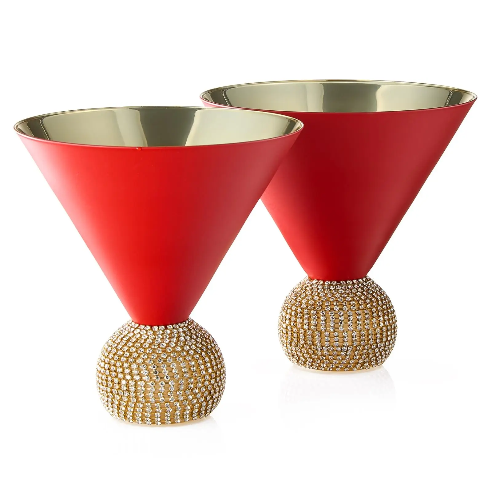The Wine Savant Handmade Round Stemless Cup Set - 2 Rhinestone-Studed Drinkware for Cocktails