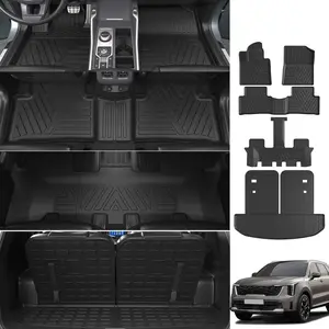 Floor Mats Compatible with 2021-2025 KIA Sorento Cargo Liner with Backrest MatsTrunk Mat Replacement for KIA Sorento 2021 2022 2023 2024 2025 Accessories(Trunk Mat with Backrest Mat+Floor Mats)