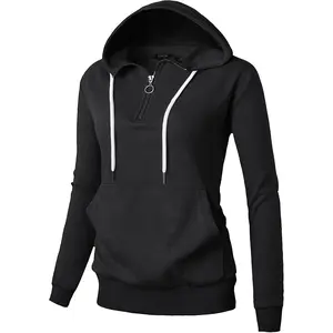 Womens Casual Zip Up Hoodie Cotton Blend Soft Fabric Basic Layering Hooded Jacket with Kangaroo PocketGift