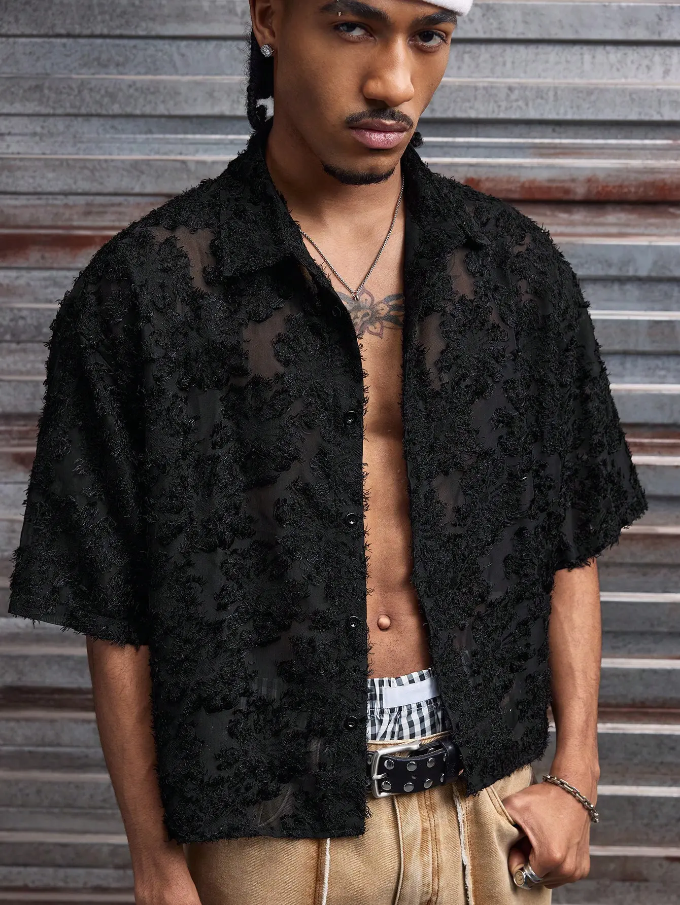 Men’s shirts - Men Cutout Short Sleeve Shirt Loose Fit Button Front Casual Beach Summer Top spring and summer clothes vacation clothes summer men clothes vacation outfit summer outfits male clothes male clothing men’s clothing summer clothes Menswear