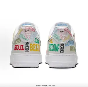 White Low-Top Sneakers for Men and Women – Lightweight, Breathable Casual Shoes with Colorful City Embroidery & Cushioned Sole – Perfect for Walking, School, or Urban Streetwear Looks