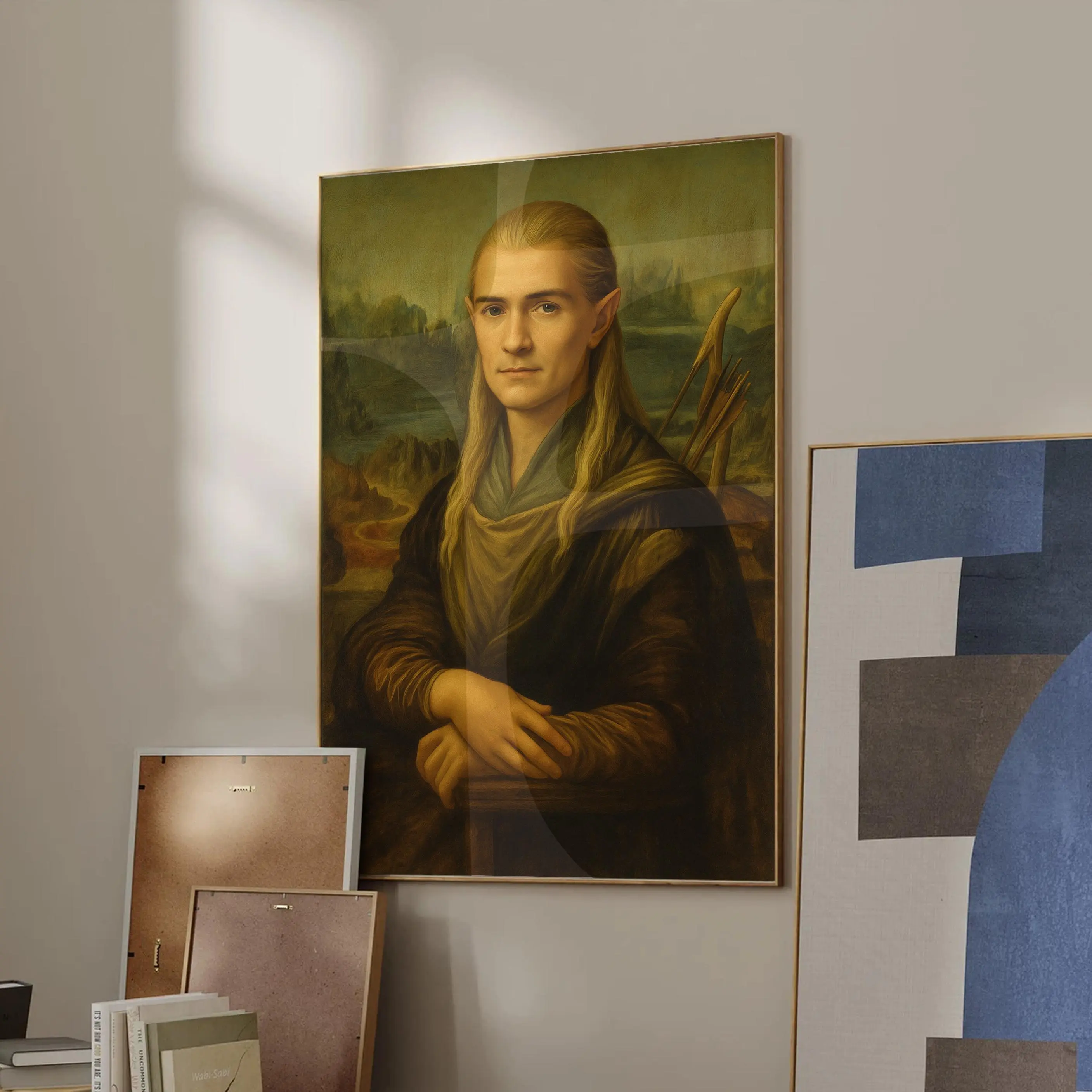 Trendy Funny Legolas Mona Artistic Print, Archival Paper Poster with Plastic Frame, Multi-Size Home Wall Decoration, Home Supplies Paper Wall Art