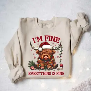 Christmas Lights Cow Sweatshirt, Christmas Cow Shirt, Funny Animals T-Shirt, Christmas Highland Cow Crewneck, Christmas Hoodie, Christmas Gifts