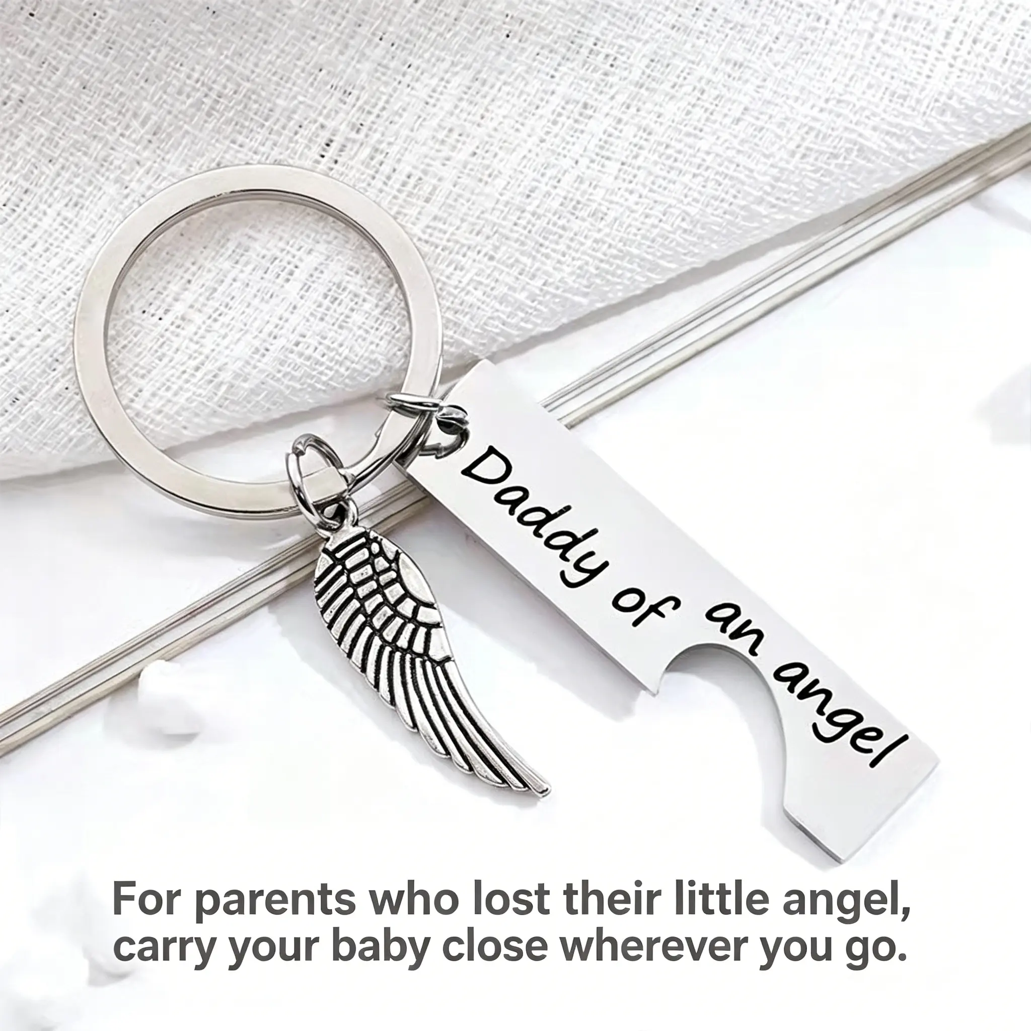 Mommy & Daddy Of An Angel Memorial Keychain Set, Miscarriage Infant Loss Sympathy Gift for Grieving Parents,grief healing gift, angel baby memorial, stillborn baby gift, sympathy gift after miscarriage, parents lost their baby keepsake Keyrings For Keys