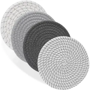 7" Trivets for Dishes, Pots and Pans, 4 Heat Resistant Hot Pads, Pot Holders for Kitchen, Plate Mats for Countertops, Table,  Essentials, Farmhouse Decor