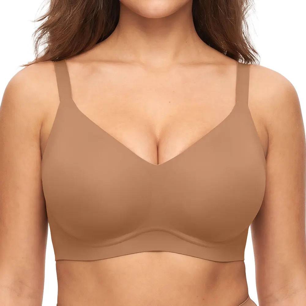 Songful Seamless Jelly Wireless Comfort Bra, Buttery Soft Wire Free No Underwire Full Coverage Supportive T-shirt Bra Everyday Bra