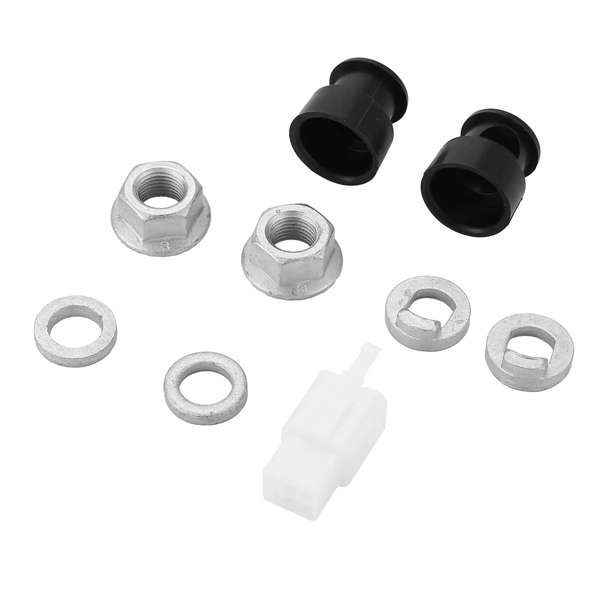 Metal E-Bike Hub Motor Axle Parts Kit - 12mm M12 Front Shaft Locknut, Lock Washer, Spacer, Nut Cover, Front Locknut