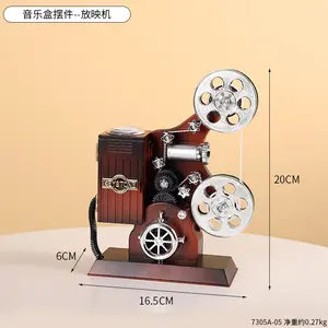 Retro mini music box, European retro classical phonograph, saxophone, cello, desktop mechanical spring music box, for home decoration, birthday gift