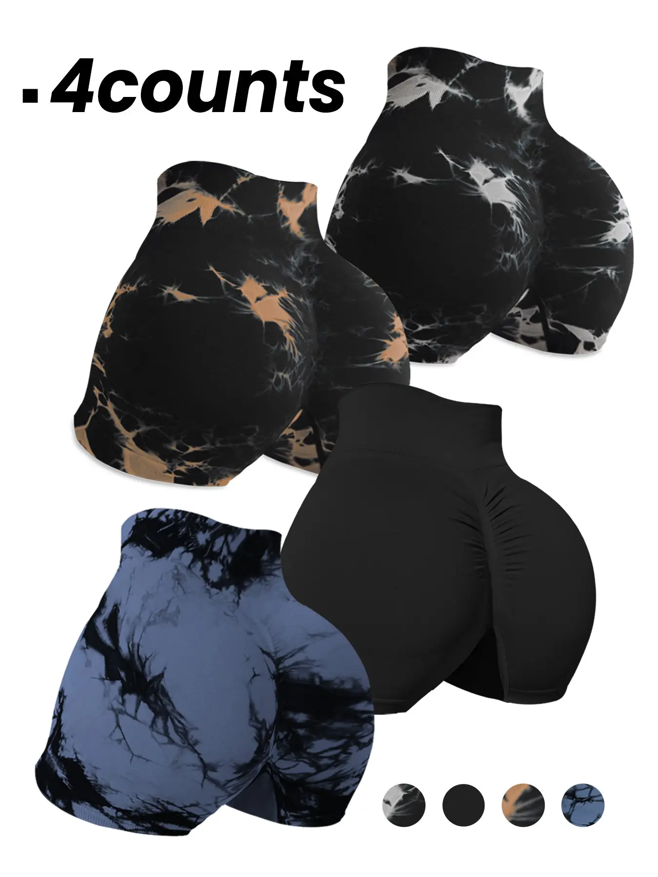 Women's Seamless Tie-Dye High-Waisted Yoga Shorts, Athletic Sports Shorts, Elastic Sporty Shorts, Stretchy Sporty Fitness Bike Pants, Quick-Dry Running Bottoms, Multiple Colors Available