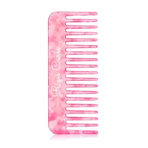 Rizos Curls Wide Tooth Styling Comb - Pink, Durable, Haircare, Smooth, Ideal for Styling Hair