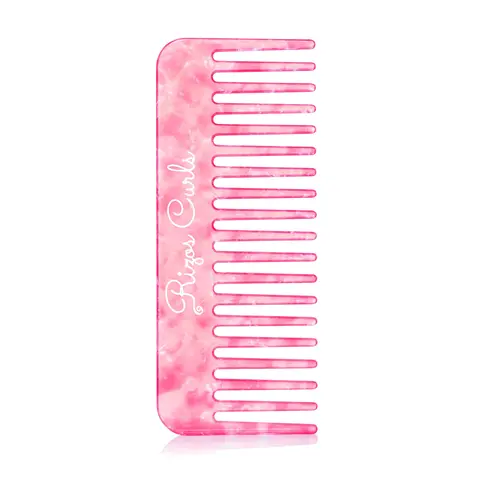 Rizos Curls Wide Tooth Styling Comb - Pink, Durable, Haircare, Smooth, Ideal for Styling Hair
