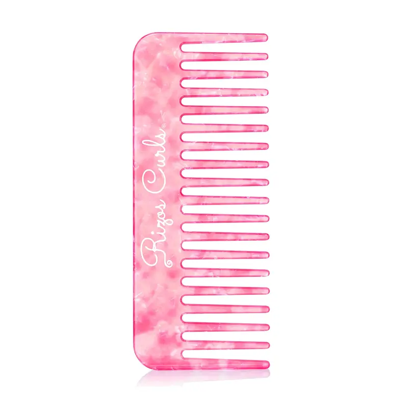Rizos Curls Wide Tooth Styling Comb - Pink, Durable, Haircare, Smooth, Ideal for Styling Hair
