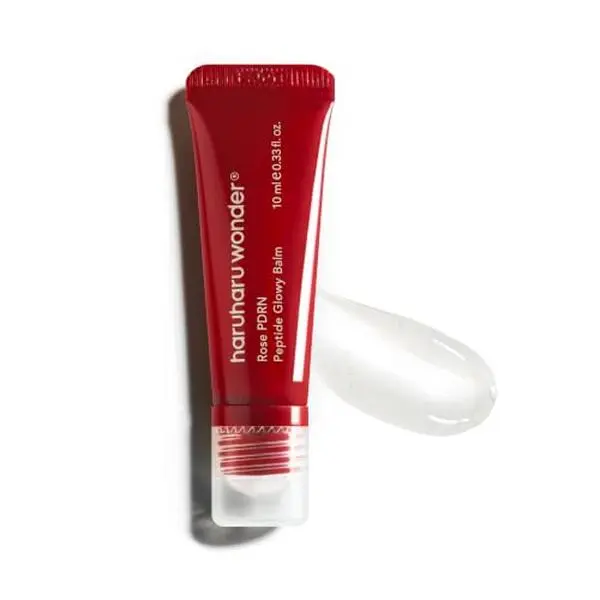 HARUHARU Rose PDRN Peptide Glowy Balm, 0.33 fl.oz, Glossy Clear, Vegan | Long Lasting Hydration for Dry Cracked Lips, Dewy Lips, No Waxy Finish, Silicon Free, Micro Plastic Free, Korean Skin care