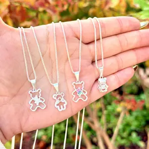 Bear Pendant in Fine Silver 925 + Chain Silver 925 18'' Necklace
