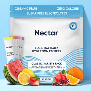 Nectar Essential Daily Hydration - Sugar Free, Low-Sodium - Boost your Energy, Focus and Mood. Made with Organic Ingredients and Designed for Daily Use (Variety 30 Packets)