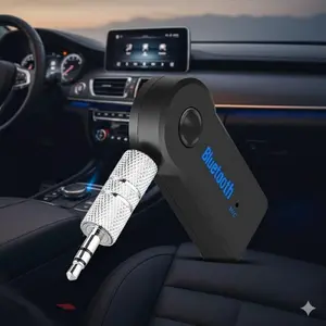 Bluetooth Car AUX Adapter, Wireless Audio Receiver for Cars, Handsfree Calling & Music Streaming, Bluetooth 5.0, Universal Plug & Play, Cigarette Lighter Powered, Hi-Fi Sound, Easy Installation for All Vehicles.
