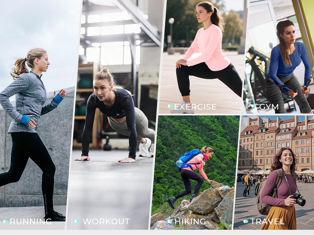 [Clearance] G GRADUAL Women's Quick Dry Running Wear, Long Sleeve Round Neck Athletic Top with Thumbholes and UPF 50+ UV-Protective Fabric,travel essentials,camping essentials, Long Sleeve Tops, Biking