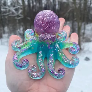 Glitter Octopus, Underwater World, Sea life, Epoxy Sea creature, Ocean Floor