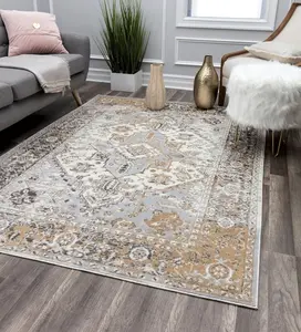 Rugs America RA31632 7 x 9 ft. Leopold LX60A Grey Charm Oriental Transitional Cream Area Rug