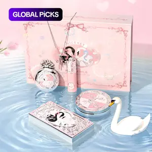 Ballet Makeup Gift Box Set, Ballet-Themed Glam Set with Lip Balm, Powder Highlighter and Eyeshadow Palette, Essential Makeup Tools for Students, Includes Greeting Card & Gift Bag