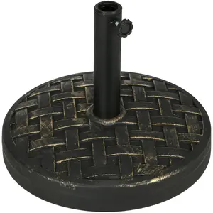 18" Patio Umbrella Base, 40 lbs.Concrete Heavy Duty Umbrella Stand with Metal Umbrella Holder for 1.5" or 2" Umbrella Poles, Round Market Umbrella Stand for Outdoor, Lawn, Poolside, Bronze Aluminum Patio Umbrella Base
