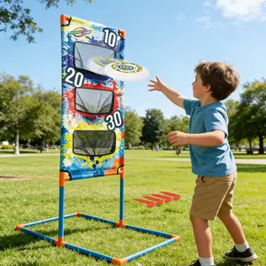Parent-Child Flying Disc Throwing Toy, Scoring Net Target, Ground Nail Fixed, Outdoor Interactive Intelligence Game for Kids
