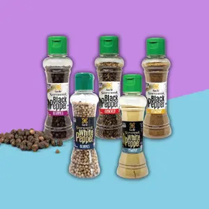 Nang Ori Sarawak Black and White Pepper Set, Berries, Cracked and Powder Varieties, 5 Bottles, 2.82 oz (80 gm)