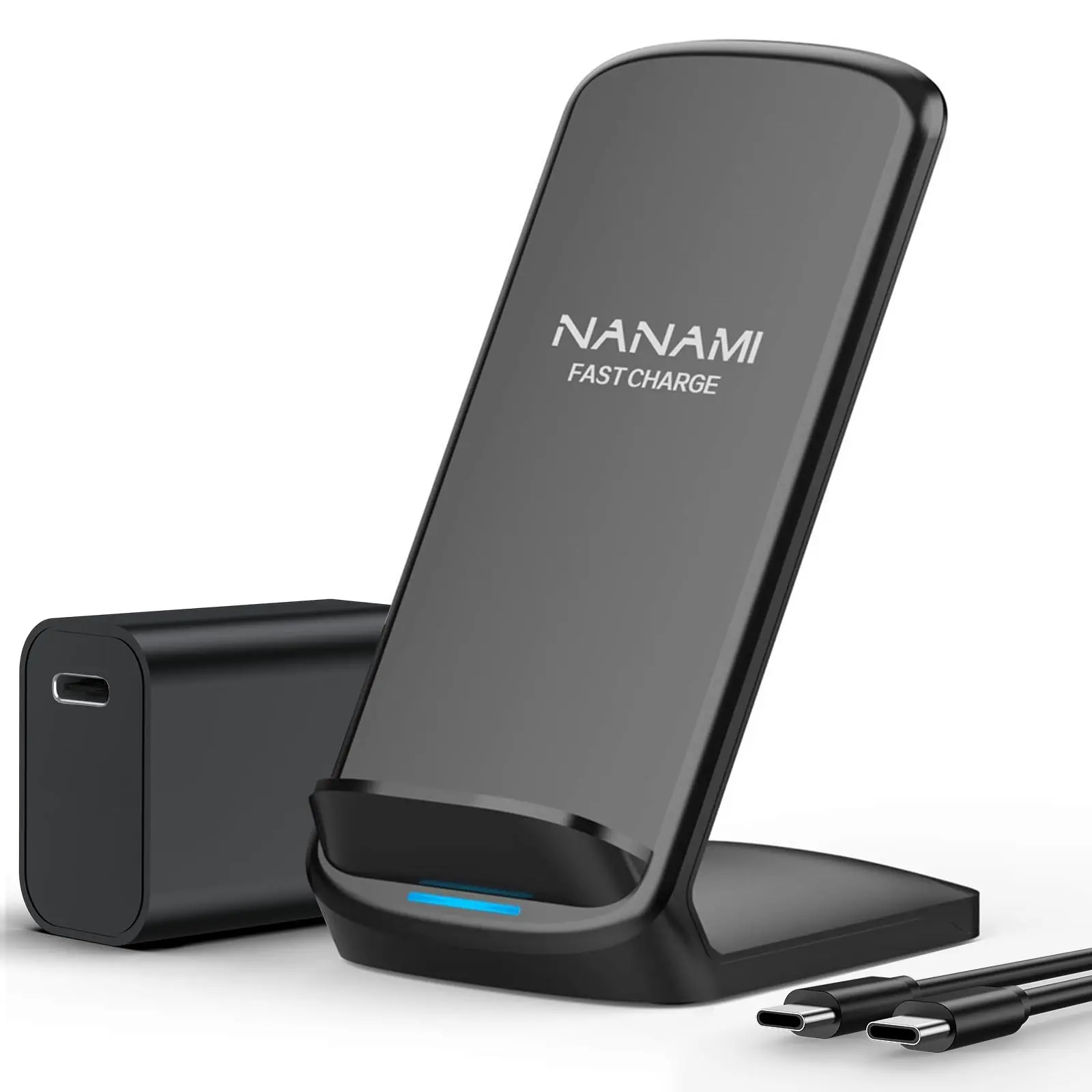NANAMI Wireless Charger Stand - Fast Wireless Charging Stand with 20W USB C Charger Adapter for iPhone 16/15/14/13/12 Pro/Pro Max, 10W Mobile Phone Charging Dock for Samsung Galaxy S25/S25 ultra/S25 24/S2 3/S22 Cellphone Smartphone Electronic