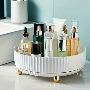 Multifunctional Rotating Cosmetic Storage Tray, Large Capacity Makeup Organizer, Round Stand for Adults, Plastic Perfume Rack, Tabletop Holder, Cosmetics Organizer Storage