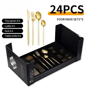 Stainless Steel Dinnerware Set 24 Piece High Quality Cutlery Set with Forks Knives Spoons Gift Box for Meals Dinners Food