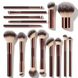 15-Piece Double-Ended Makeup Brush Set, Premium Synthetic Hair, Eyeshadow Blending Brushes, Professional Cosmetic Tools, Soft Bristles, Travel Kit for Daily Use & Gifting