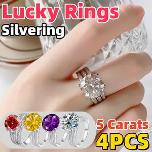 Four Colors Elegant 5 CT Oval Zirconia Engagement Ring,Silver Plated Copper Wedding Band for Women, Durable &Minimalist Jewelry, Versatile for Everyday Wear, SpecialOccasions, and Romantic Gifts