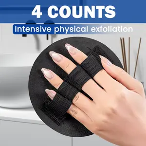 4 Counts Exfoliating Body Scrubber for Shower, Lightweight Design, Bathing Use, Black