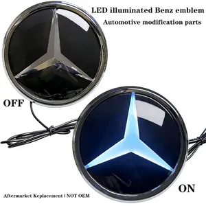 LED illuminated logo replacement parts Illuminated Star Hood Ornament for C/E/S Class - LED Emblem Upgrade LED Illuminated Emblem Glowing Car Logo Light Up Front Badge Illuminated Star