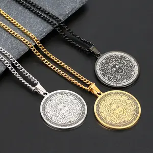 GGIRL Ancient Titanum Steel Greek Mythology Snake Lady Medusa Pendant Necklace For Men and Women ,Retro Punk Bold Design Hip-Hop Jewelry For Daily/Party