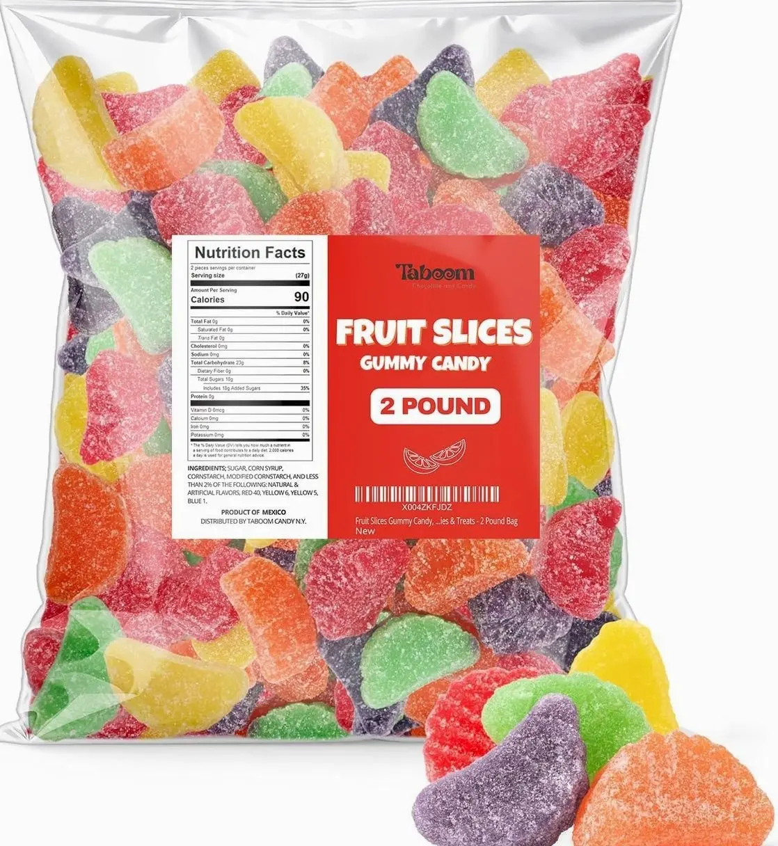 Bulk Fruit Slices Jelly Candy, Assorted Soft & Chewy Sugar-Coated Gummi Candy For Parties, Classroom candies & Treats - 2 Pound Bag