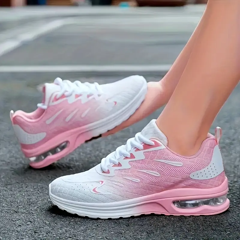 Women's Breathable Mesh Casual Trainers - Shock-Absorbing Air Cushion, Gradient Color, EVA Insole, PU Sole, Low-Top Lace-Up Women's Shoes for Spring/Fall Walking, Sneakers For Women