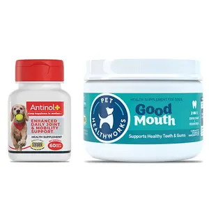 Good Mouth & Antinol Plus - Oral Health and Joint Support Bundle for Dogs  - Fights Plaque, Freshens Breath & Supports Healthy Gums , and  Clinically Proven Joint & Mobility Support (2-pack)