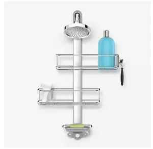 simplehuman Medium Adjustable Shower Caddy - Stainless Steel/Anodized Aluminum: Bath Organizer, Rustproof Shelf